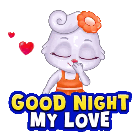 Cartoon Rabbit Holding Heart Saying Good Night Sticker