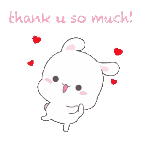 Cartoon Rabbit Holding Heart Saying Thank You Sticker