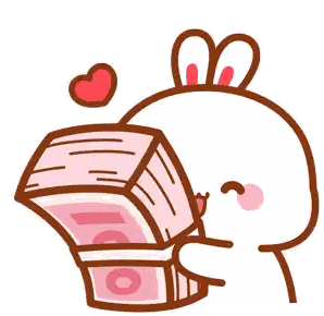 Cartoon Rabbit Holding Money Sticker