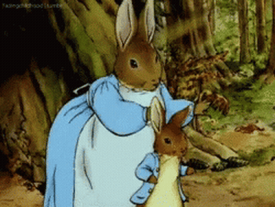 Cartoon Rabbit Holding Smaller Rabbit GIF