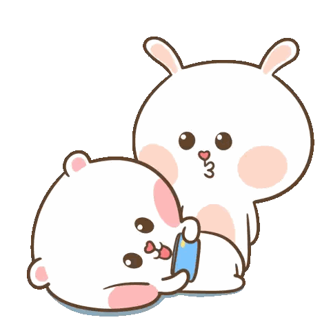 Cartoon Rabbit Hugging Another Sticker