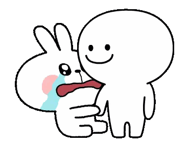 Cartoon Rabbit Hugging Another Rabbit Sticker