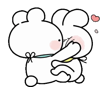 Cartoon Rabbit Hugging Another With Hearts Sticker