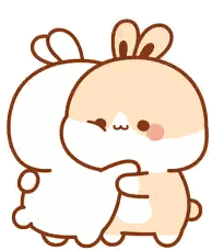 Cartoon Rabbit Hugging White Rabbit Sticker