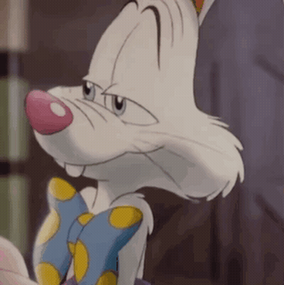 Cartoon Rabbit In Blue And Yellow Polka Dot Tie GIF