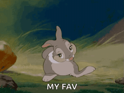 Cartoon Rabbit In Grass Saying My Fav GIF