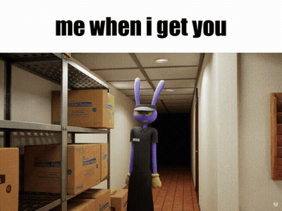 Cartoon Rabbit In Hallway Saying Me When I Get You GIF