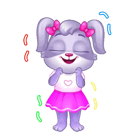 Cartoon Rabbit In Pink Skirt And Bow Sticker