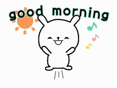 Cartoon Rabbit Jumping Saying Good Morning GIF