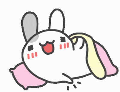 Cartoon Rabbit Laying On Pink Pillow GIF