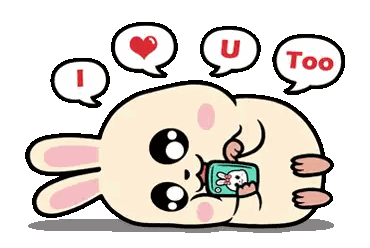 Cartoon Rabbit Laying With I Love You Too Sticker