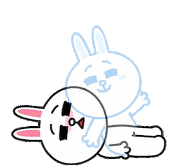 Cartoon Rabbit Lying On Another Sticker