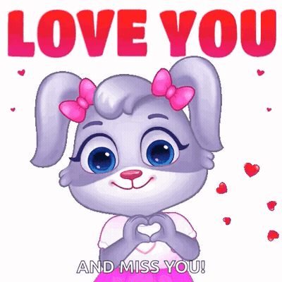 Cartoon Rabbit Making Heart Says I Love You And Miss You GIF