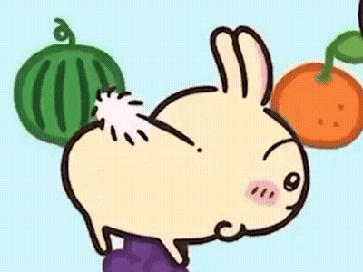 Cartoon Rabbit Next To Bunch Of Fruit GIF