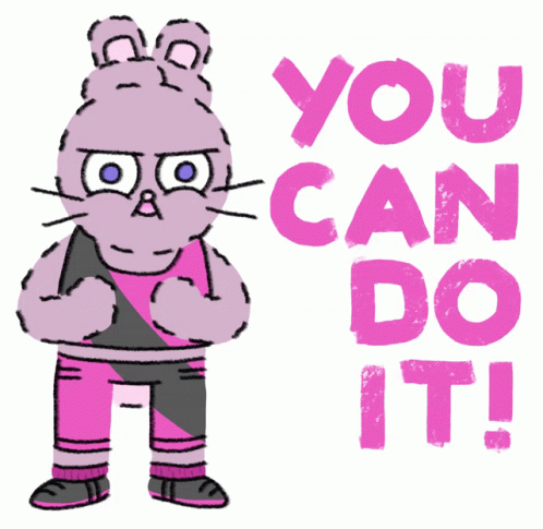 Cartoon Rabbit Next To You Can Do It Sign GIF