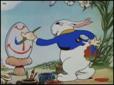 Cartoon Rabbit Painting Easter Egg GIF