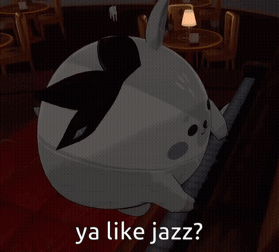 Cartoon Rabbit Playing Piano Saying Ya Like Jazz GIF