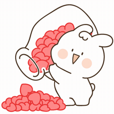 Cartoon Rabbit Pouring Hearts From Cup GIF