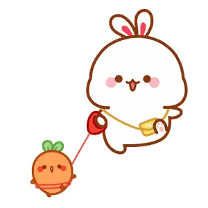 Cartoon Rabbit Pulling Carrot Sticker