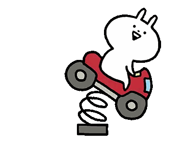 Cartoon Rabbit Riding Red Toy Car Sticker