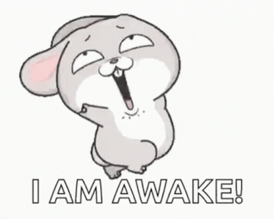 Cartoon Rabbit Says I Am Awake GIF