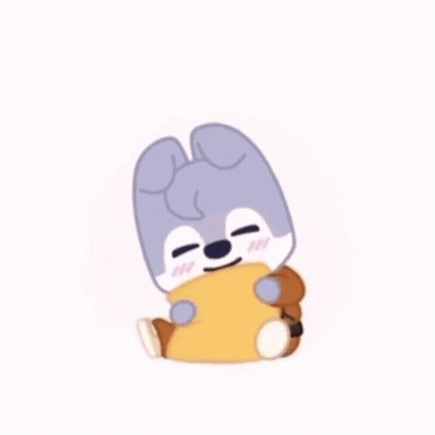 Cartoon Rabbit Sitting Holding Bread GIF