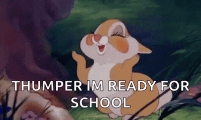 Cartoon Rabbit Sitting In Grass Thumper Im Ready For School GIF