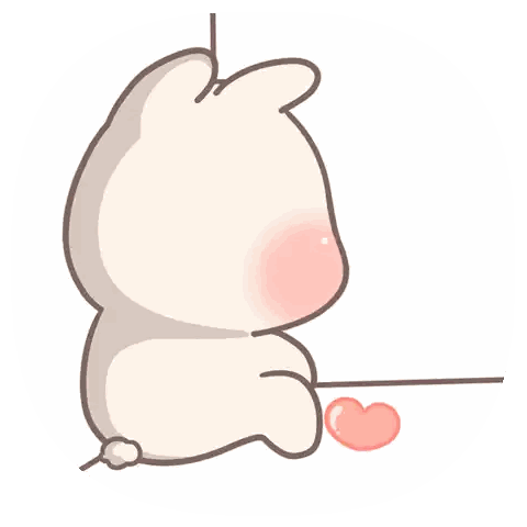 Cartoon Rabbit Sitting Next To Heart Sticker