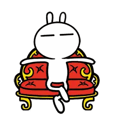 Cartoon Rabbit Sitting On Red Couch Sticker