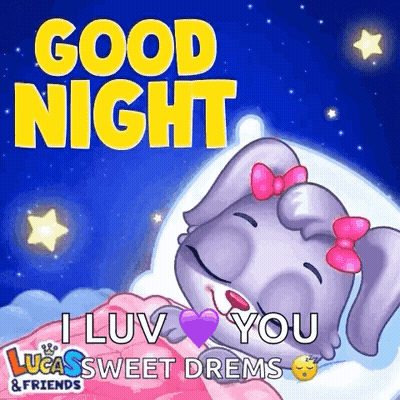 Cartoon Rabbit Sleeping In Bed Saying Good Night I Luv You GIF