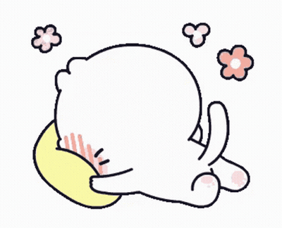 Cartoon Rabbit Sleeping On Flower Pillow GIF