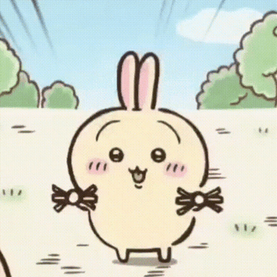 Cartoon Rabbit Smiling In Field With Trees GIF