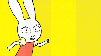 Cartoon Rabbit Standing In Front Of Yellow Sign Saying You Can Do It GIF