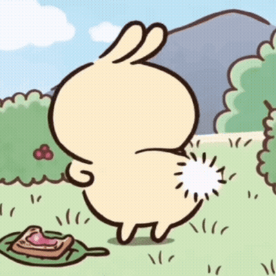 Cartoon Rabbit Standing In Grass GIF