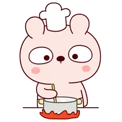 Cartoon Rabbit Stirring Food With Chopsticks Sticker