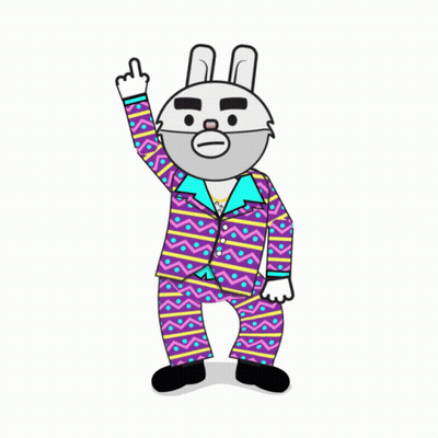 Cartoon Rabbit With Beard Giving Middle Finger GIF