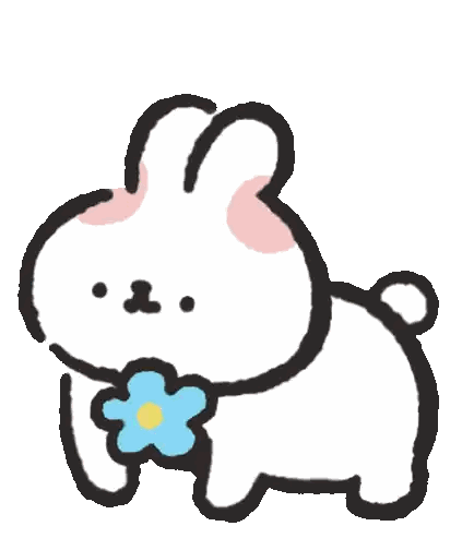 Cartoon Rabbit With Blue Flower Sticker