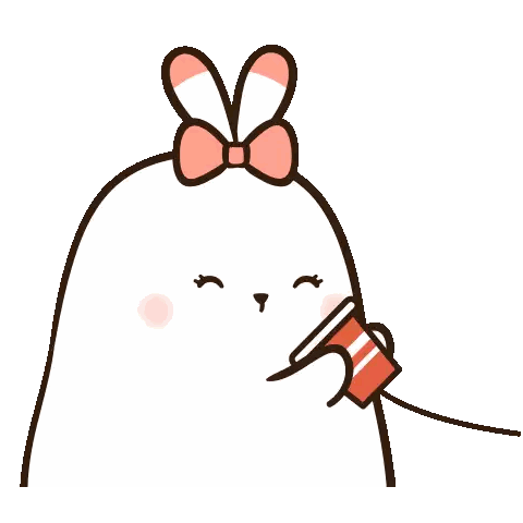 Cartoon Rabbit With Bow Tie Talking Into Can Heart Eyes Sticker