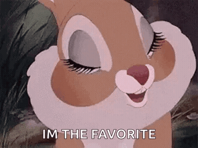Cartoon Rabbit With Eyes Closed Saying I'm the Favorite