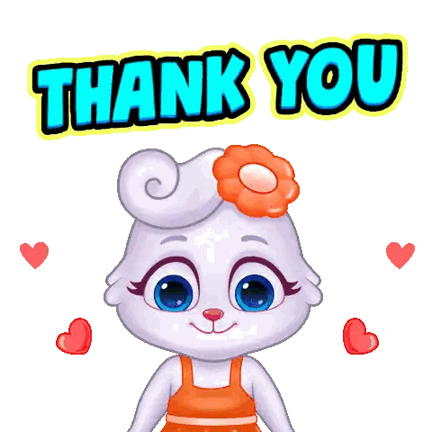 Cartoon Rabbit With Flower Says Thank You Sticker