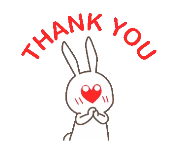 Cartoon Rabbit With Heart In Mouth Saying Thank You Sticker