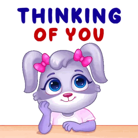 Cartoon Rabbit With Heart Thinking Of You Sticker