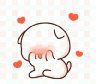 Cartoon Rabbit With Hearts GIF