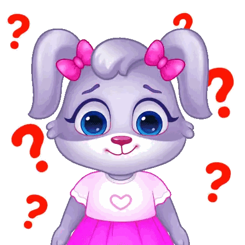 Cartoon Rabbit With Pink Bow And Question Marks Sticker