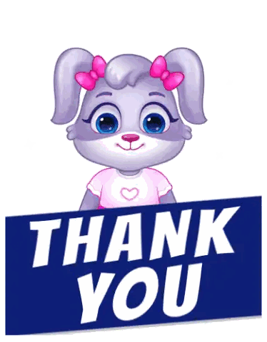 Cartoon Rabbit With Pink Bow Holding Thank You Sign Sticker