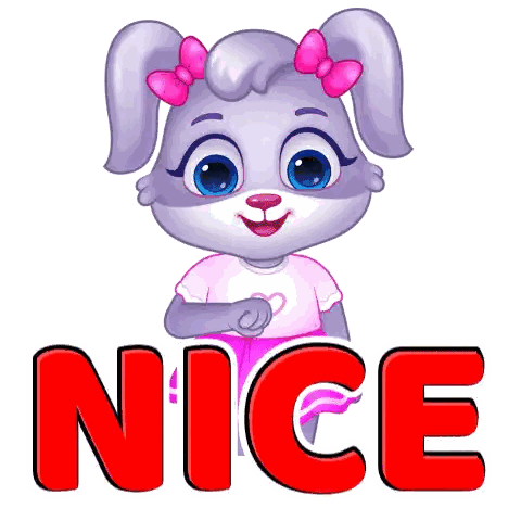 Cartoon Rabbit With Pink Bow Next To Nice Sticker