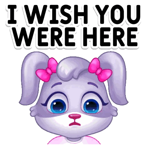 Cartoon Rabbit With Pink Bow Saying I Wish You Were Here Sticker