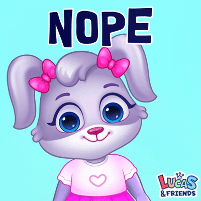 Cartoon Rabbit With Pink Bow Saying Nope GIF