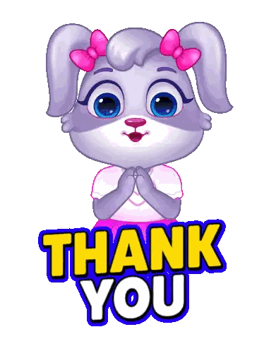 Cartoon Rabbit With Pink Bow Says Thank You Sticker
