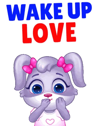 Cartoon Rabbit With Pink Bow Wake Up Love Sticker